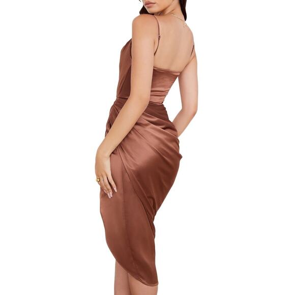 House of CB Reva Satin Balcony Corset Midi Dress Size S Small - Picture 4 of 10